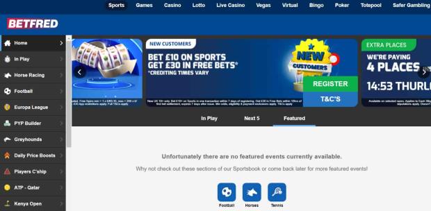 Betfred главная