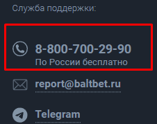 Свяжитесь с поддержкой BaltBet