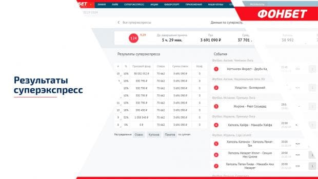 суперэкспресс результаты фонбет
