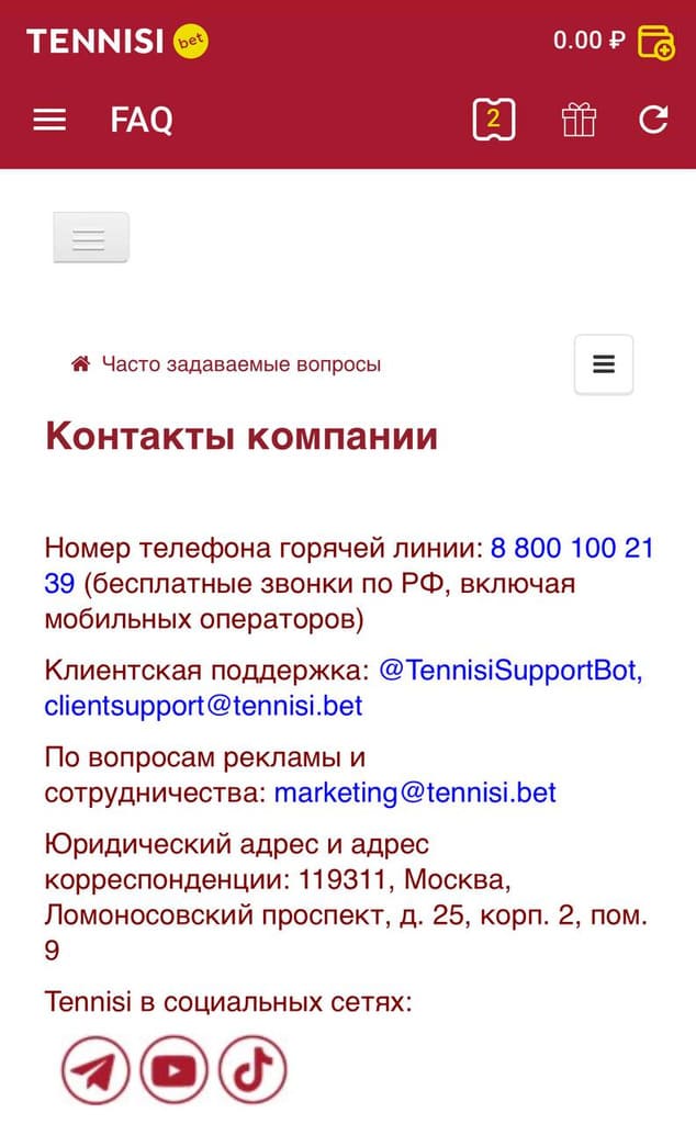 Поддержка БК Тенниси