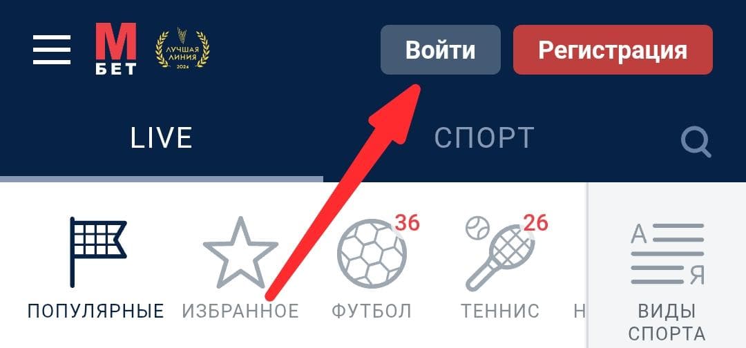 Нажмите «Вход» в правом верхнем углу.
