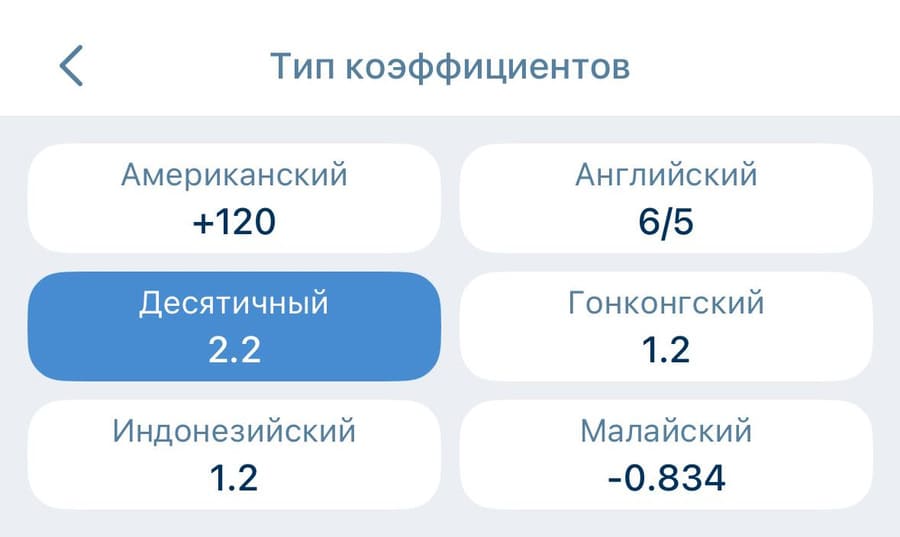 Коэффициенты на 1xbet