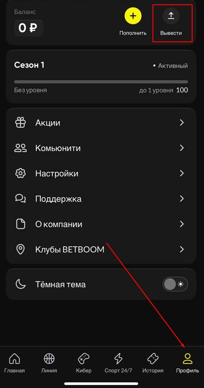как вывести средства из БК BETBOOM