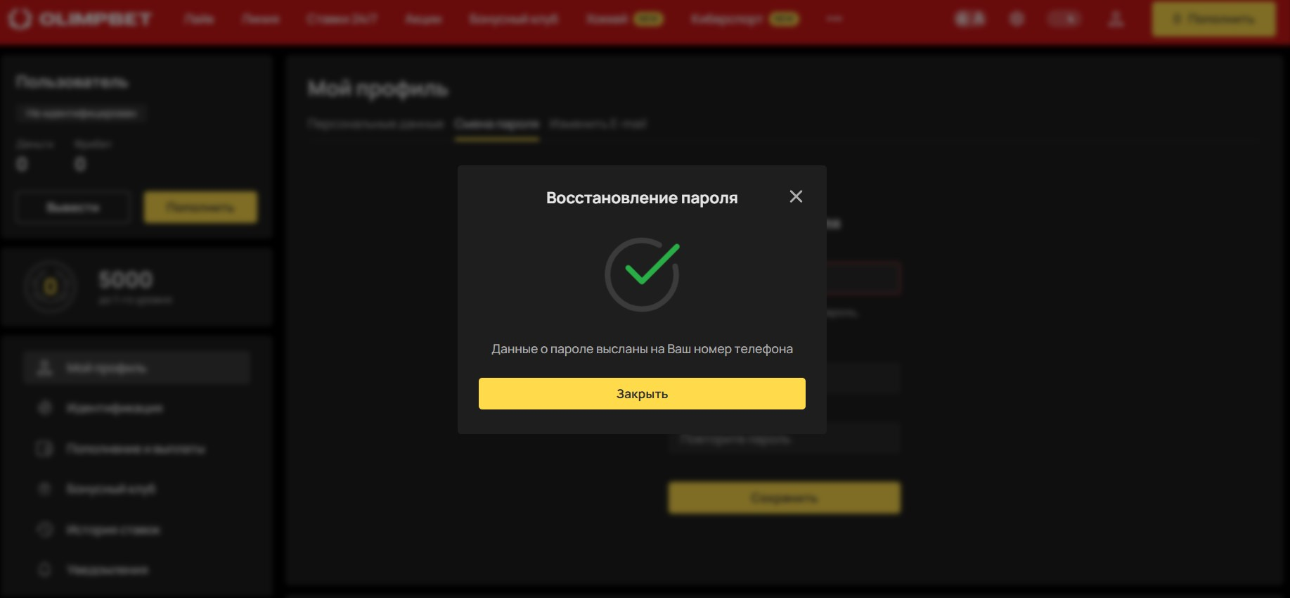 Верифицируйте восстановление пароля на ОлимпБет
