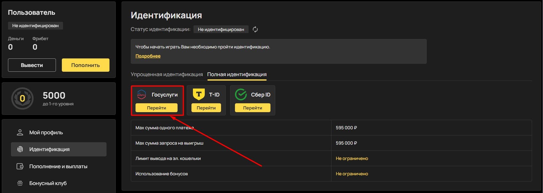 Выберите пункт «Госуслуги» и нажмите «Перейти».