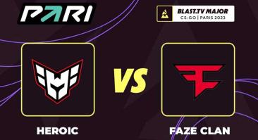 Беттор поставил 465 000 рублей на победу Heroic над FaZe в 1/4 финала BLAST.tv Paris Major 2023