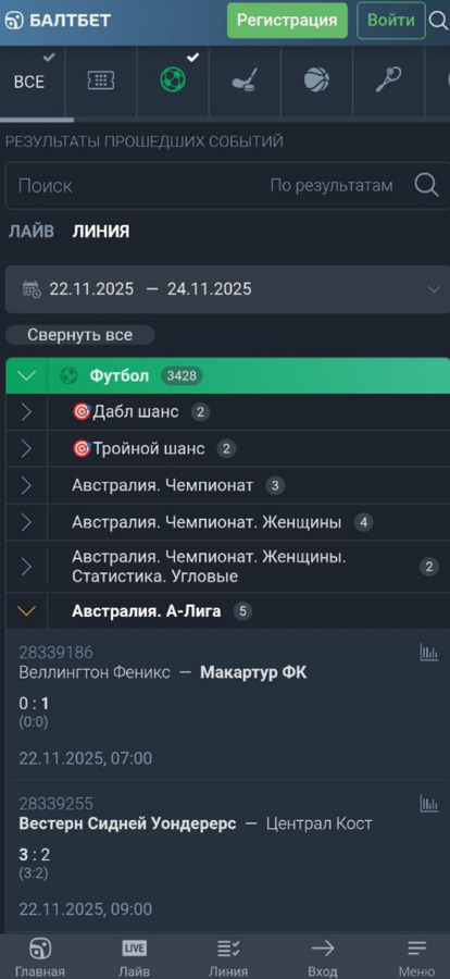 Статистика и результаты матчей на Baltbet
