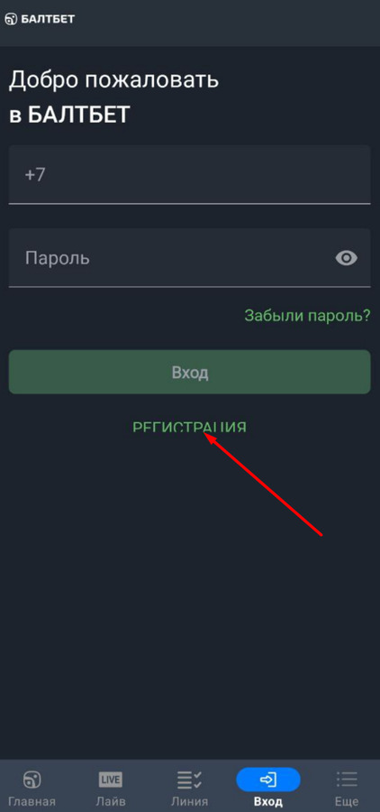 Начните регистрацию на БК Балтбет