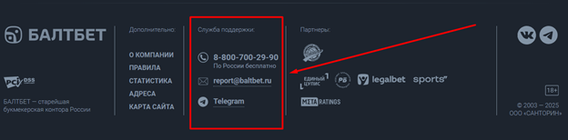 Поддежка БалтБет