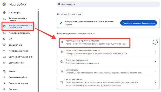 удаление кэша