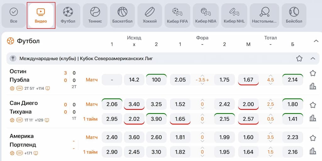 трансляции на Винлайн