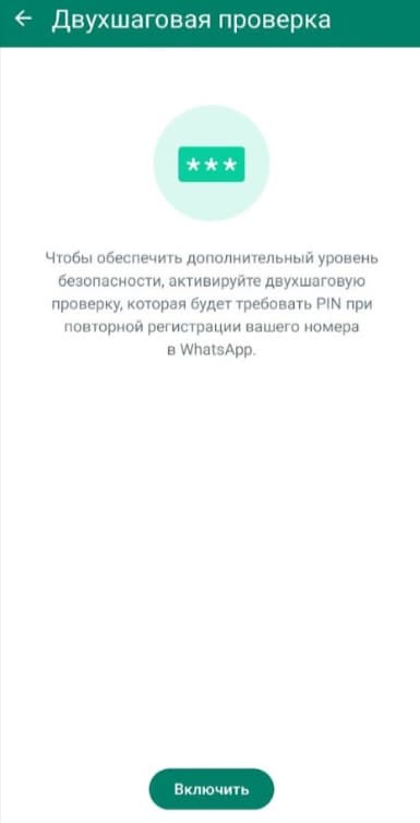 Раздел «Двухшаговая проверка» в настройках 