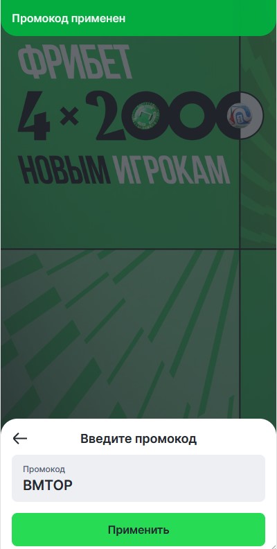 Ввод промокода в Лига Ставок