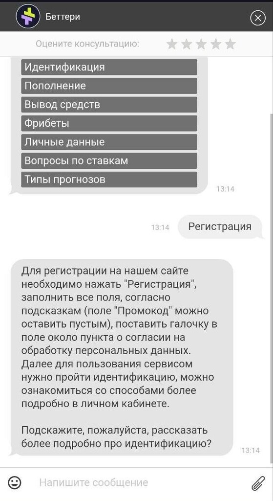 Консультация поддержки БК Беттери
