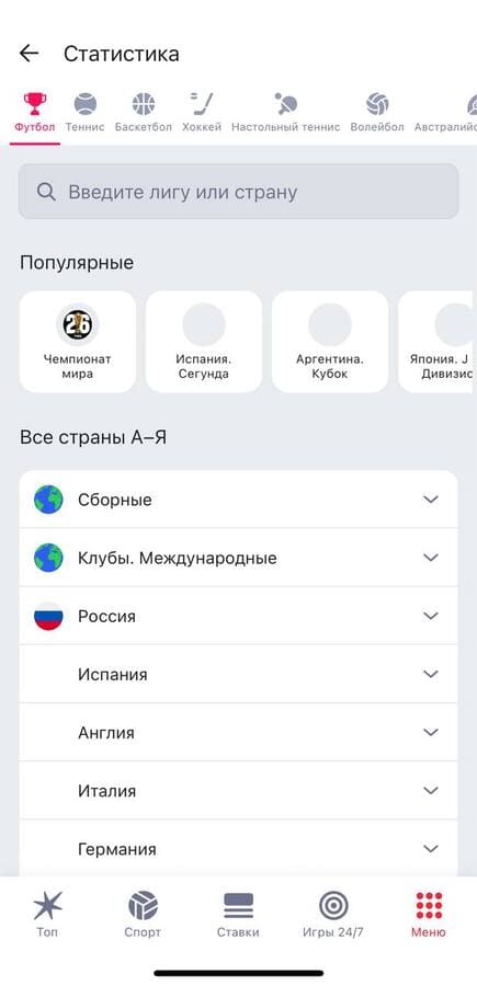 Статистика на БК Марафонбет