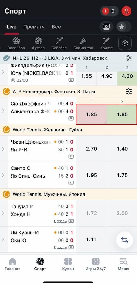 Коэффициенты Фонбет