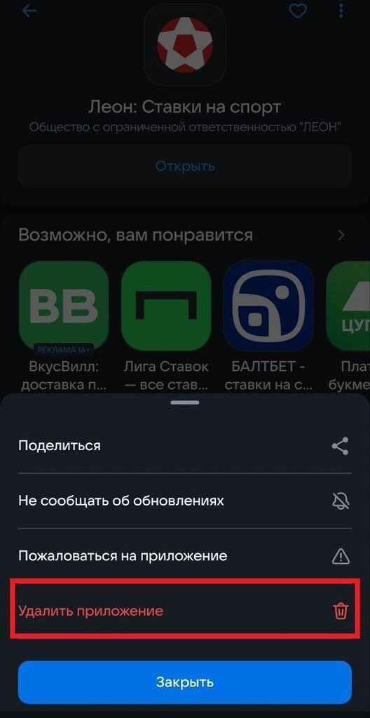 Информация о приложении БК Leon