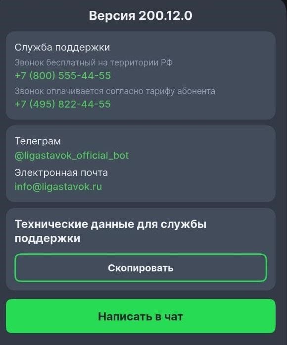 Служба поддержки БК Лига Ставок