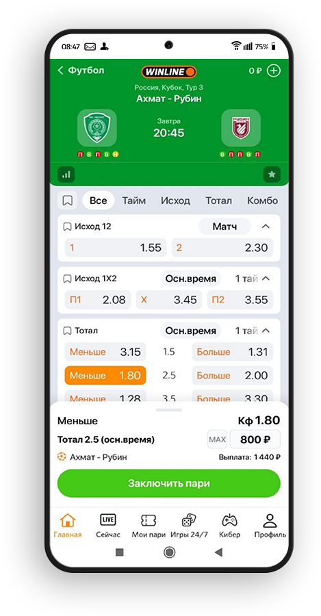 Заключите приложении в БК Винлайн