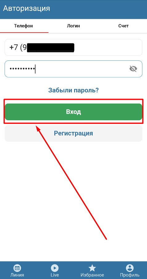 Выьерите способ авторизации на Бетсити