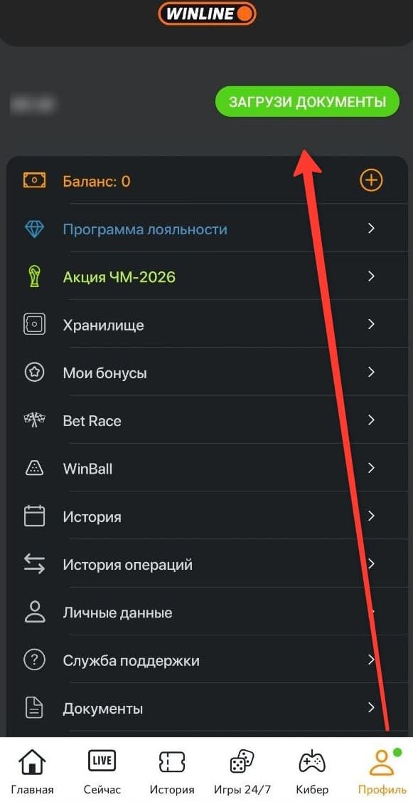 винлайн как загрузить документы