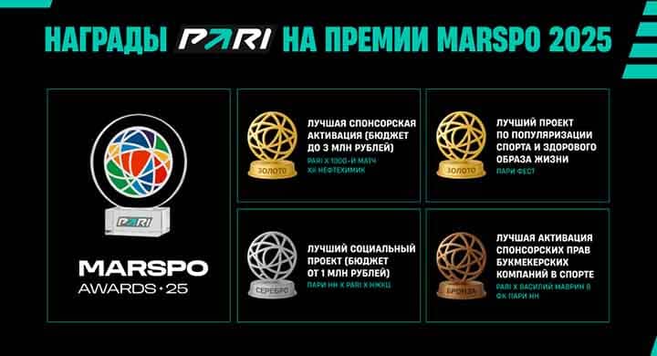 PARI победила в двух номинациях премии MARSPO Awards 2025
