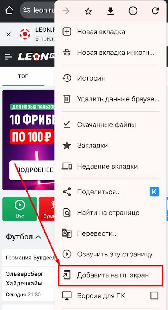Сохраните иконку сайта Leon