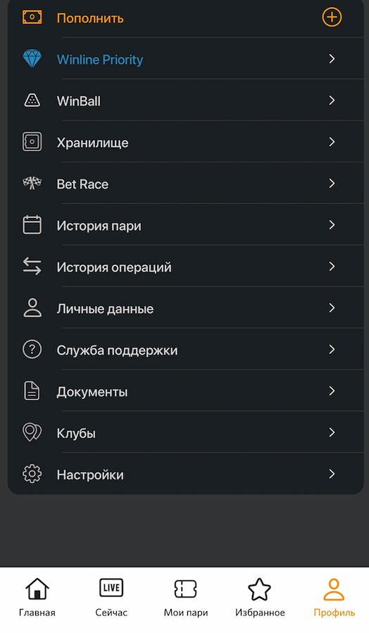 Интерфейс личного кабинета