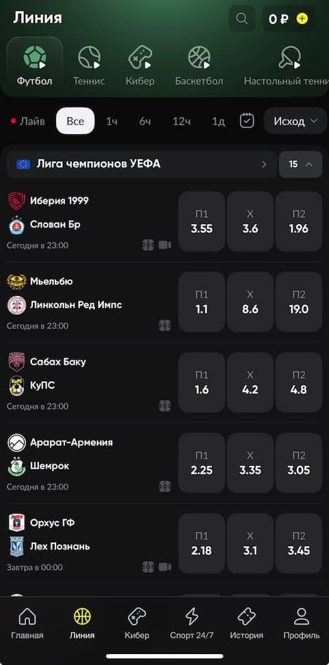 Линия Лиги чемпионов в БК BetBoom