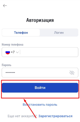 Авторизация в мобильном приложении букмекерской конторы Зенит через номер телефона