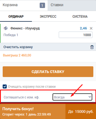 Завершение настроек купона в zenit