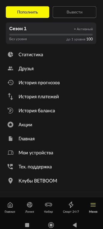 Мобильный сайт BetBoom