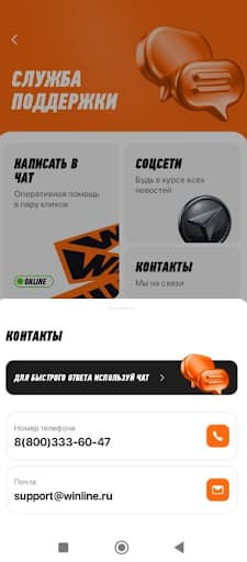 Служба поддержки Винлайн