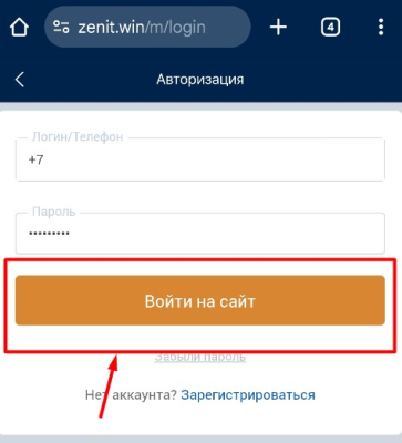 Вход в личный кабинет букмекерской конторы Зенит