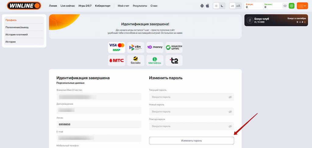Как изменить пароль для входа в аккаунт
