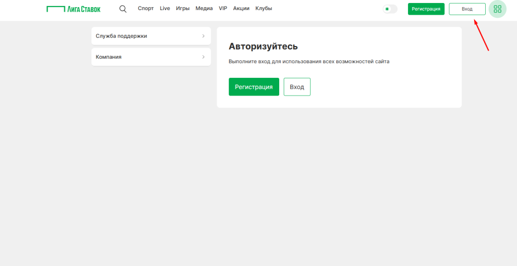 Авторизуйтесь на Лиге Ставок