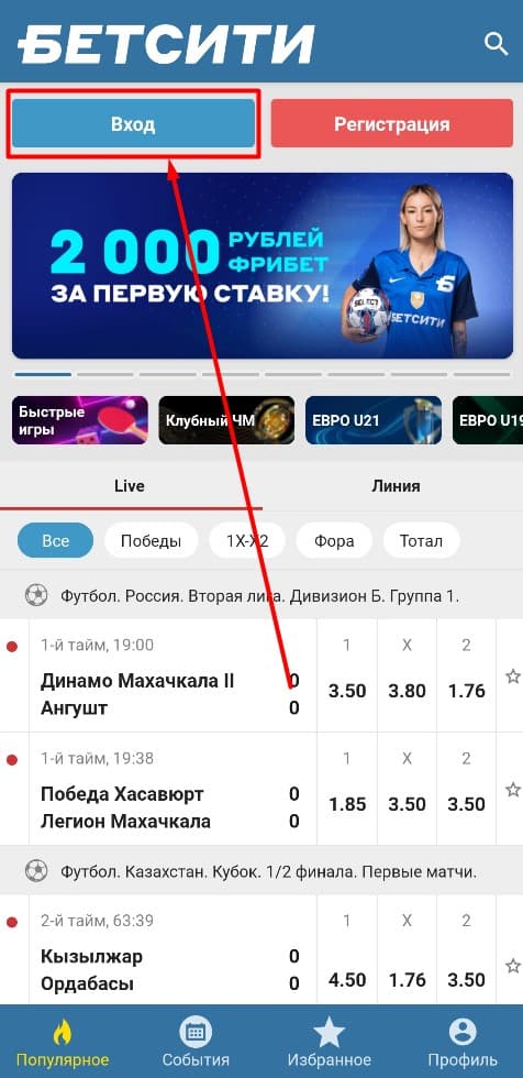 Запустите программу и нажмите «Вход». Данная кнопка расположена в верхней части страницы.