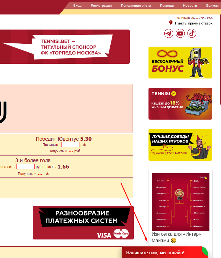 Связь через чат с поддержкой Тенниси