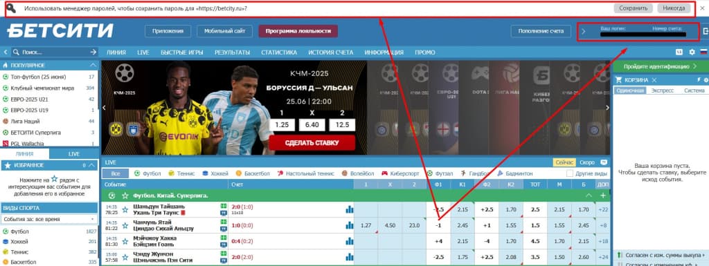 Если данные указаны верно, игрок попадет в свой аккаунт.