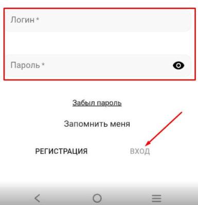Кнопка Вход в личный кабинет tennisi