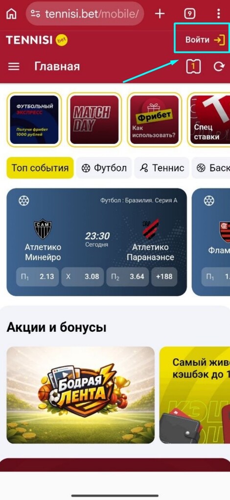 Войдите в в Tennisi