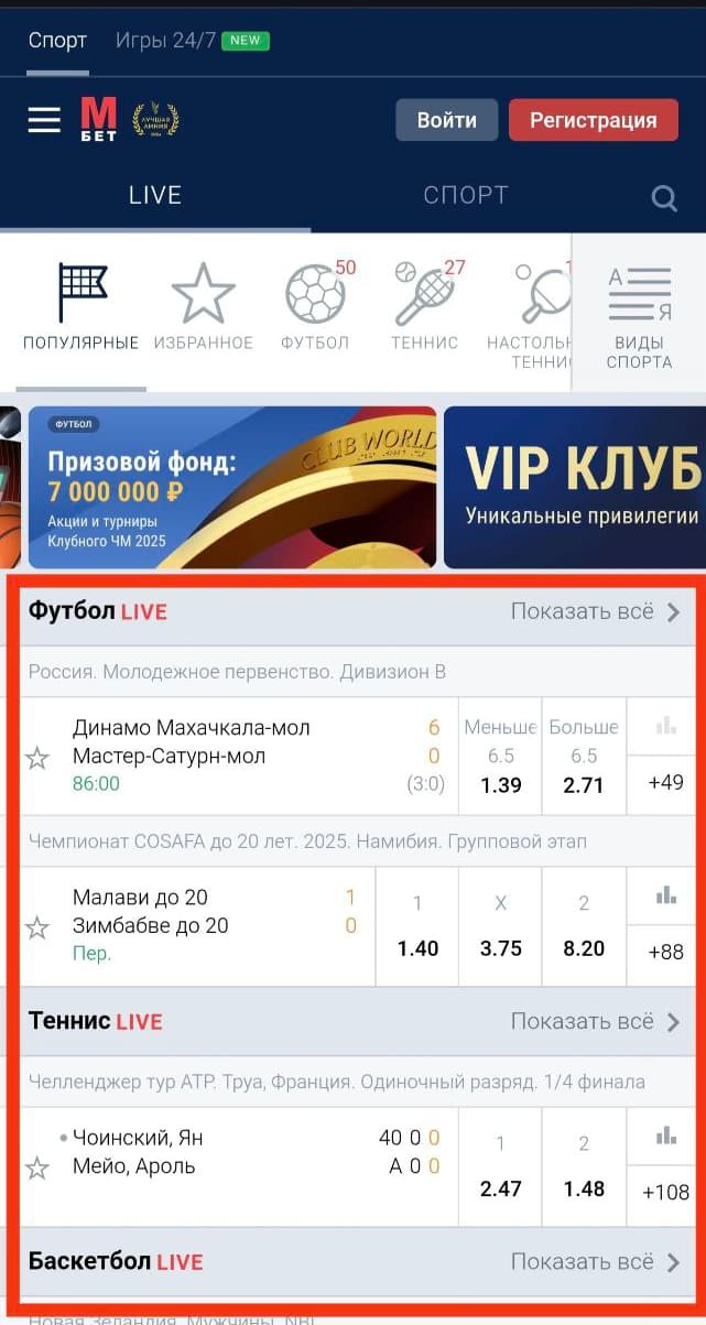 Основные разделы