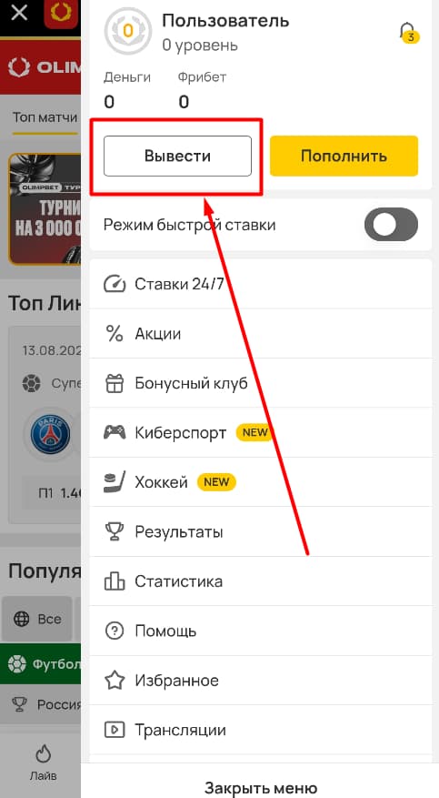 Кликните «Вывести».