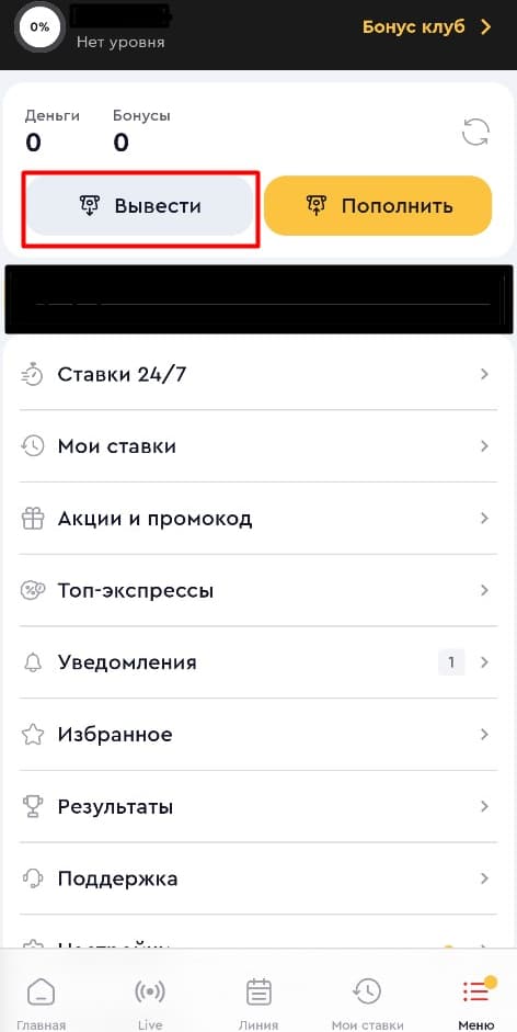 Нажмите «Вывести».
