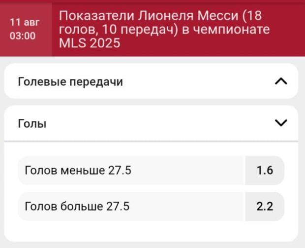 Скрин показателей Месси