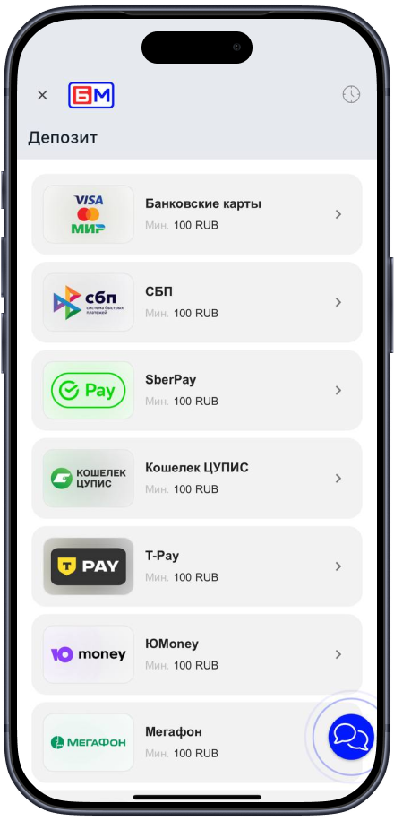 Бет-М методы платежей