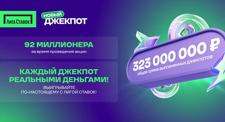 Клиенты «Лиги Ставок» выиграли 323 млн в акции «Новый Джекпот»