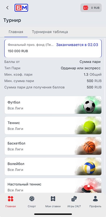 Турнир с призовым фондом в БК Бет-М