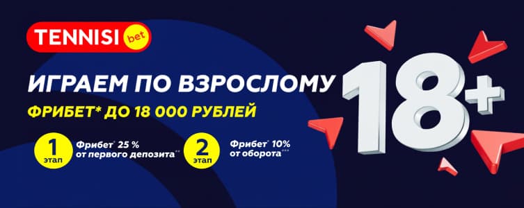 Тенниси: Фрибет до 18 000