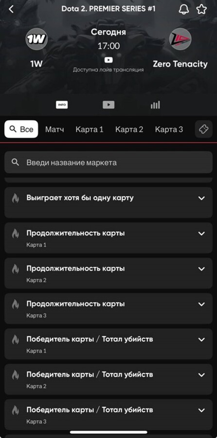 Dota 2 Premier Series в букмекерской конторе